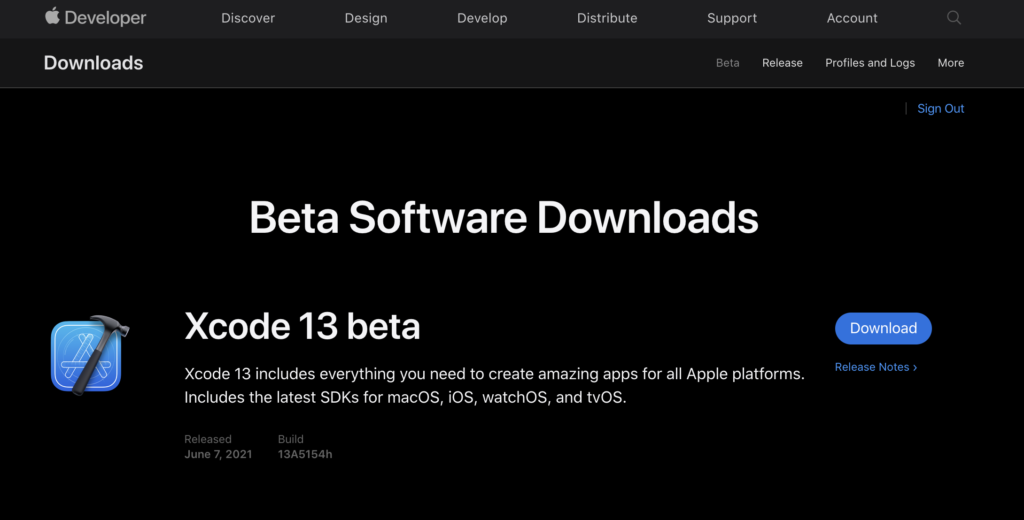 올바른 mac Xcode13 설치 링크