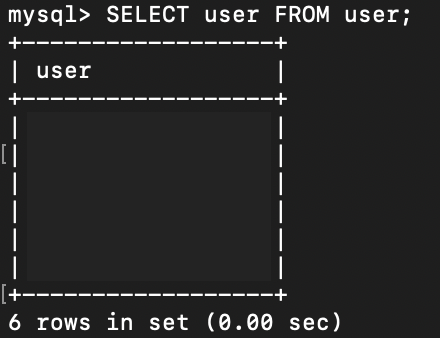 MySQL user list